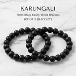 Set of two Karungali black ebony 10mm bracelets - Divine Sansar