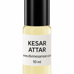 Divine Sansar-Bottle of Kesar Attar with a black cap on a white background