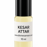 Divine Sansar-Bottle of Kesar Attar with a black cap on a white background