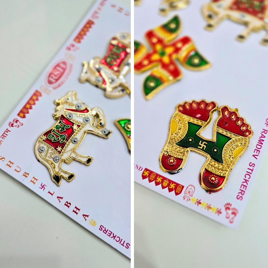 Divine Sansar-Metallic Wall/Door Diwali Décor Set B on a white card with text.