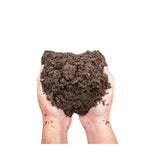 Divine Sansar Natural Soil Mitti-Hands holding a clump of soil on a white background