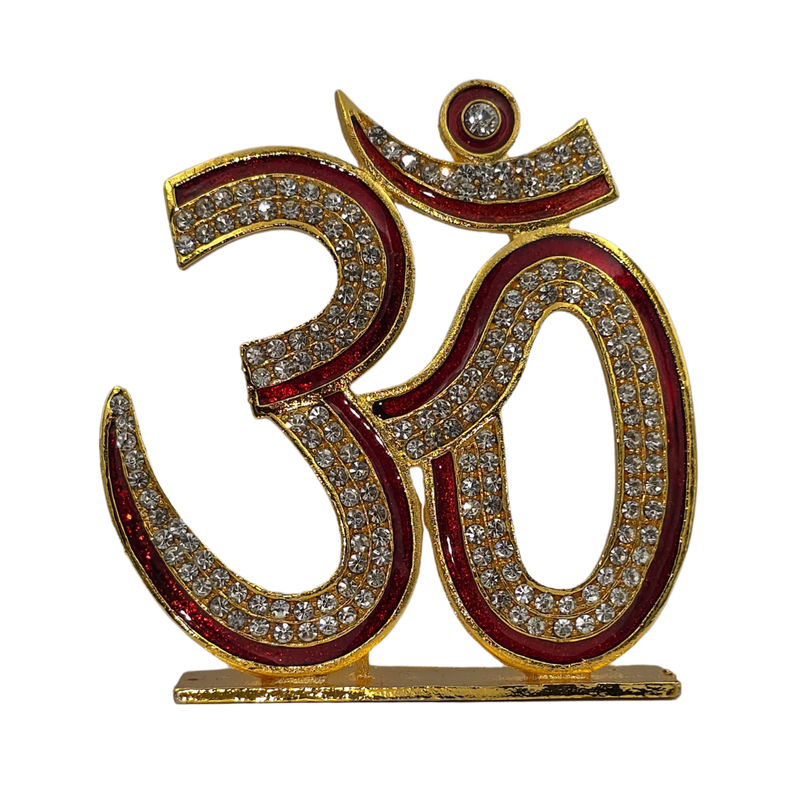 Divine Sansar premium golden Om idol with sparkling stones for car dashboard and home altar - UAE
