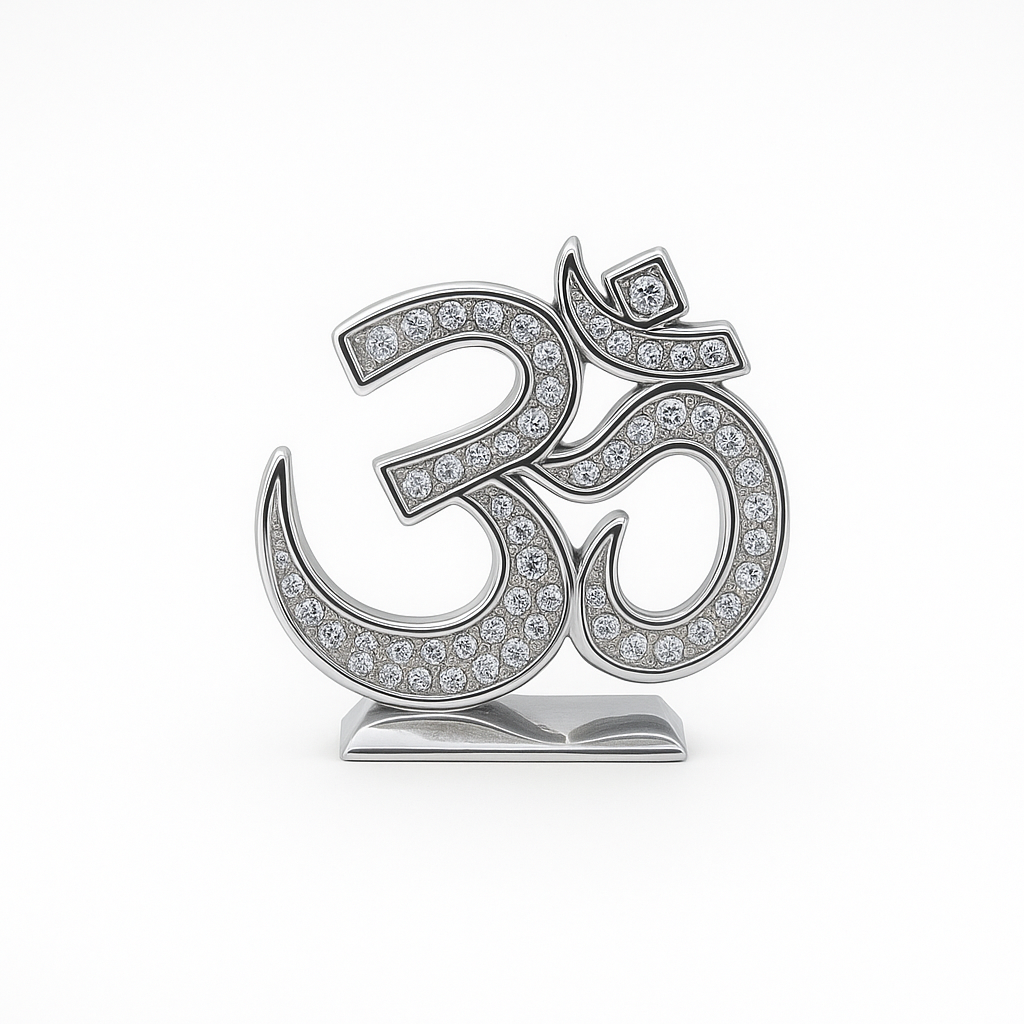 Premium Crystal OM Statue — Gold & Silver variants 7x6cm