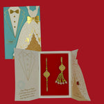 Divine Sansar-Premium Bhaiya Bhabhi Rakhi Design 3, with a decorated card, on a red background