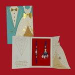 Divine Sansar-Premium Bhaiya Bhabhi Rakhi Design 7, and a decorated card, on a red background