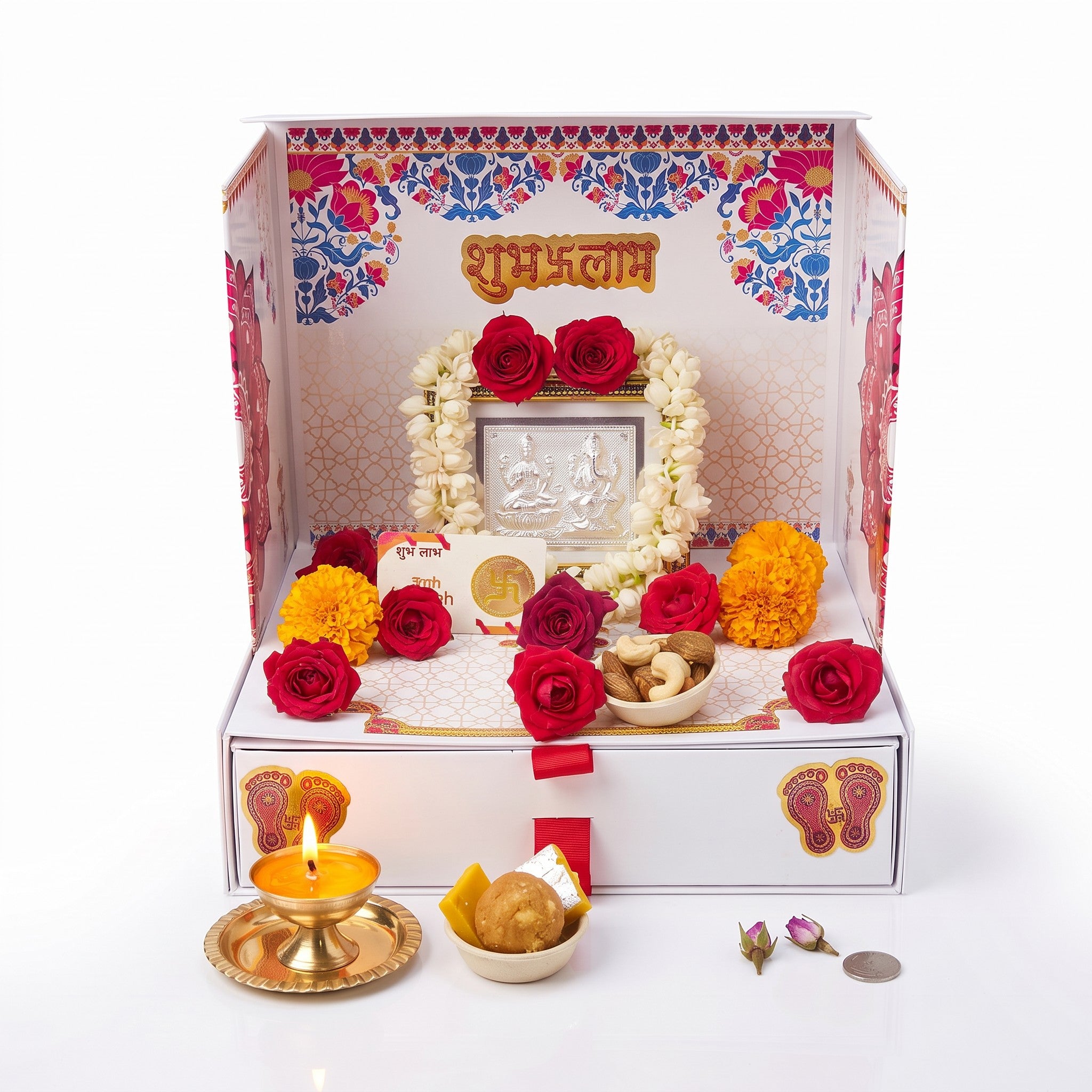 Mangal Bhawan : Personal Portable Temple (Travel Altar) with FREE Pooja Essentials Box