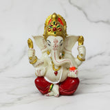 Divine Ganesha Statue | White and Yellow | 4 Inches