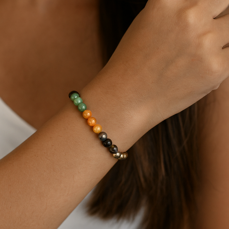 Prosperity Bracelet — Green Aventurine • Citrine • Golden Pyrite • Tiger Eye