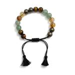 Small prosperity bracelet with green aventurine, citrine, pyrite and tiger eye on braided cord - Divine Sansar