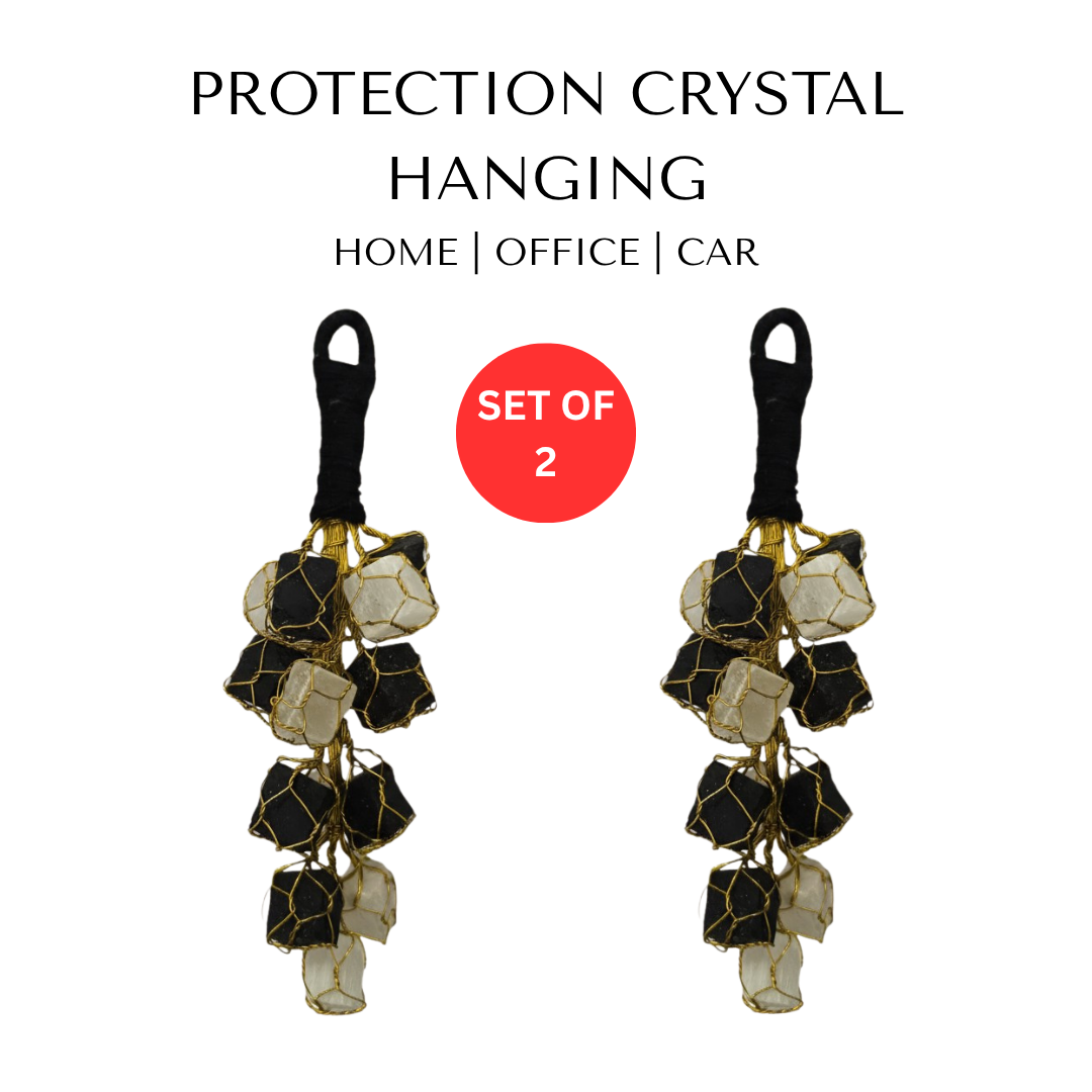 Crystal Protection Hanging | Black Tourmaline & Selenite for Home, Office & Car