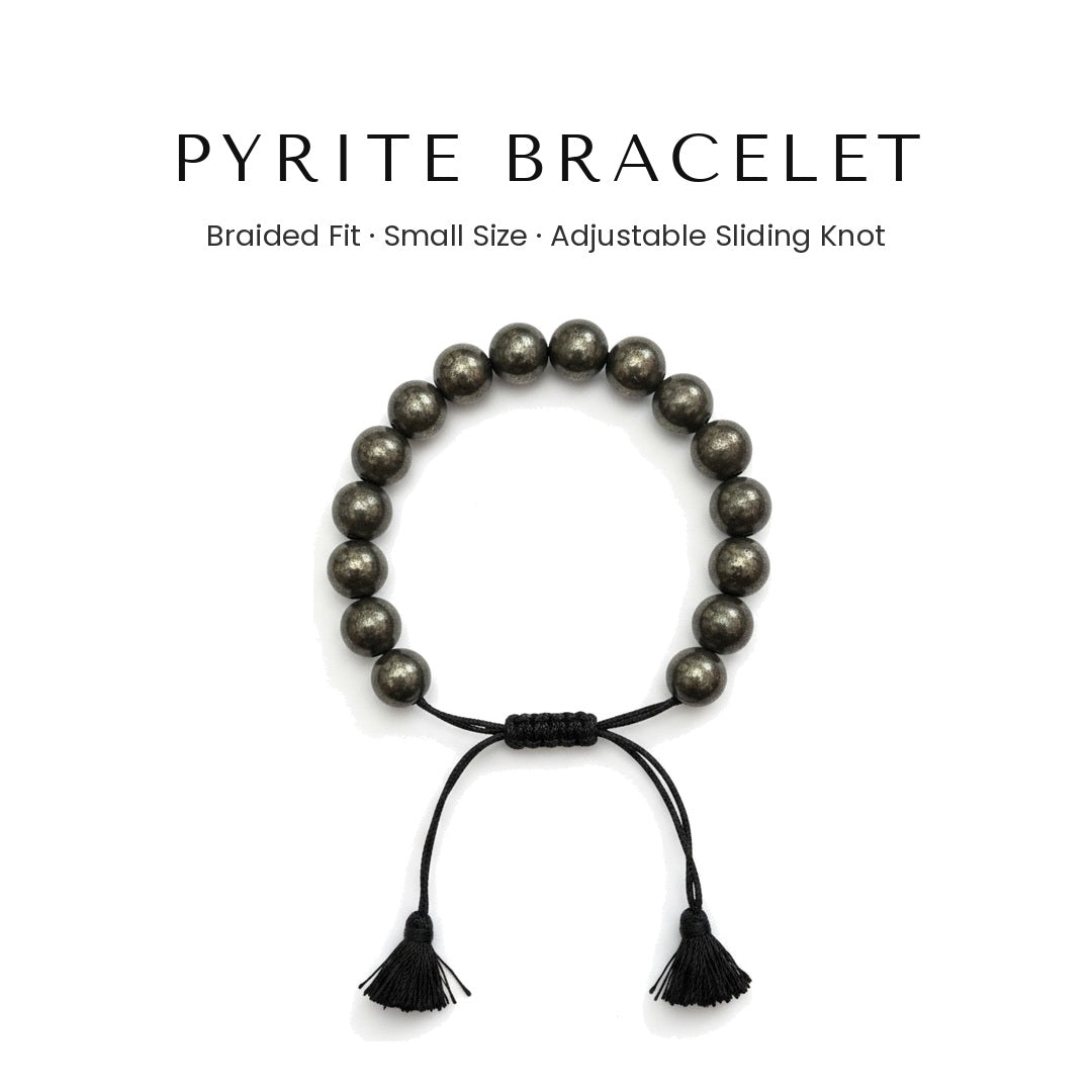 Pyrite Braided Bracelet Small Size with adjustable sliding knot - Divine Sansar UAE