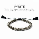 Braided Fit pyrite bracelet with adjustable black sliding knot and tassels - Divine Sansar UAE