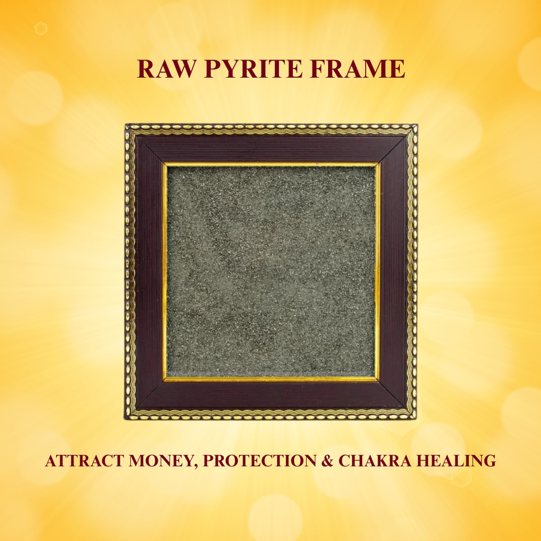 Divine Sansar-Pyrite Stone Frame-Raw Pyrite Fame-Attract money protection and chakra healing