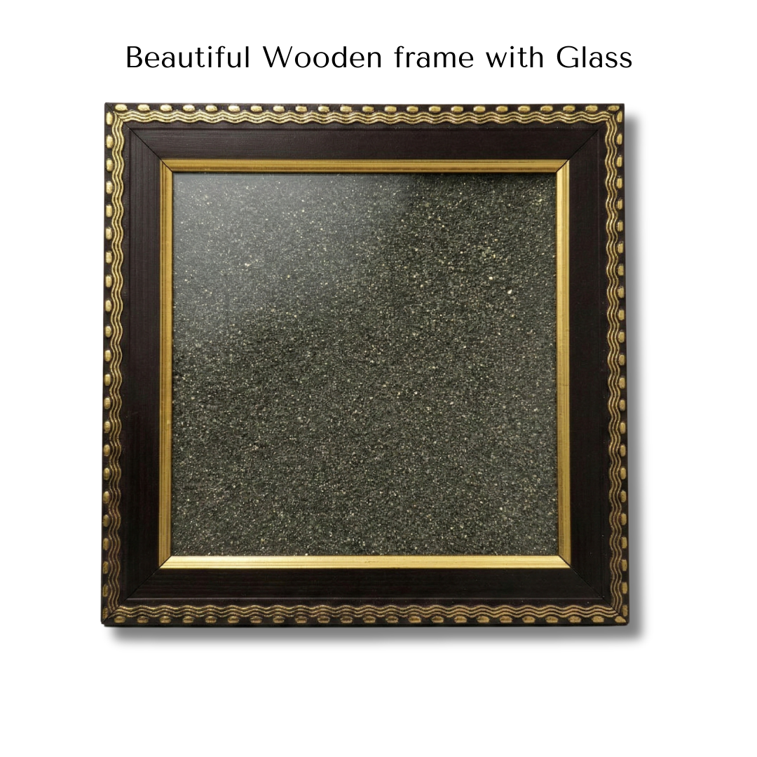 Divine Sansar-Pyrite Stone Frame Blank- Beautiful Wooden frame with Glass