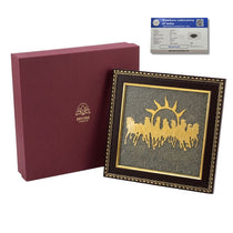 Divine Sansar Seven Running Horses pyrite stone frame with rising sun - Vastu wealth wall decor UAE