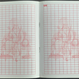 Divine Sansar-An open "Ram Naam" writing notebook featuring gridded pages with faint red line drawings of Lord Rama.