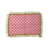 Divine Sansar Red Chunri for Pooja-red and pink traditional veil with gold fringes on a white background