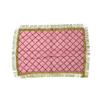 Divine Sansar Red Chunri for Pooja-red and pink traditional veil with gold fringes on a white background