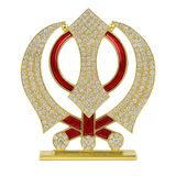 Golden Khanda Sahib Idol with Sparkling Stones