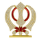 Divine Sansar-Golden Khanda Sahib Idol with Sparkling Stones on a white background
