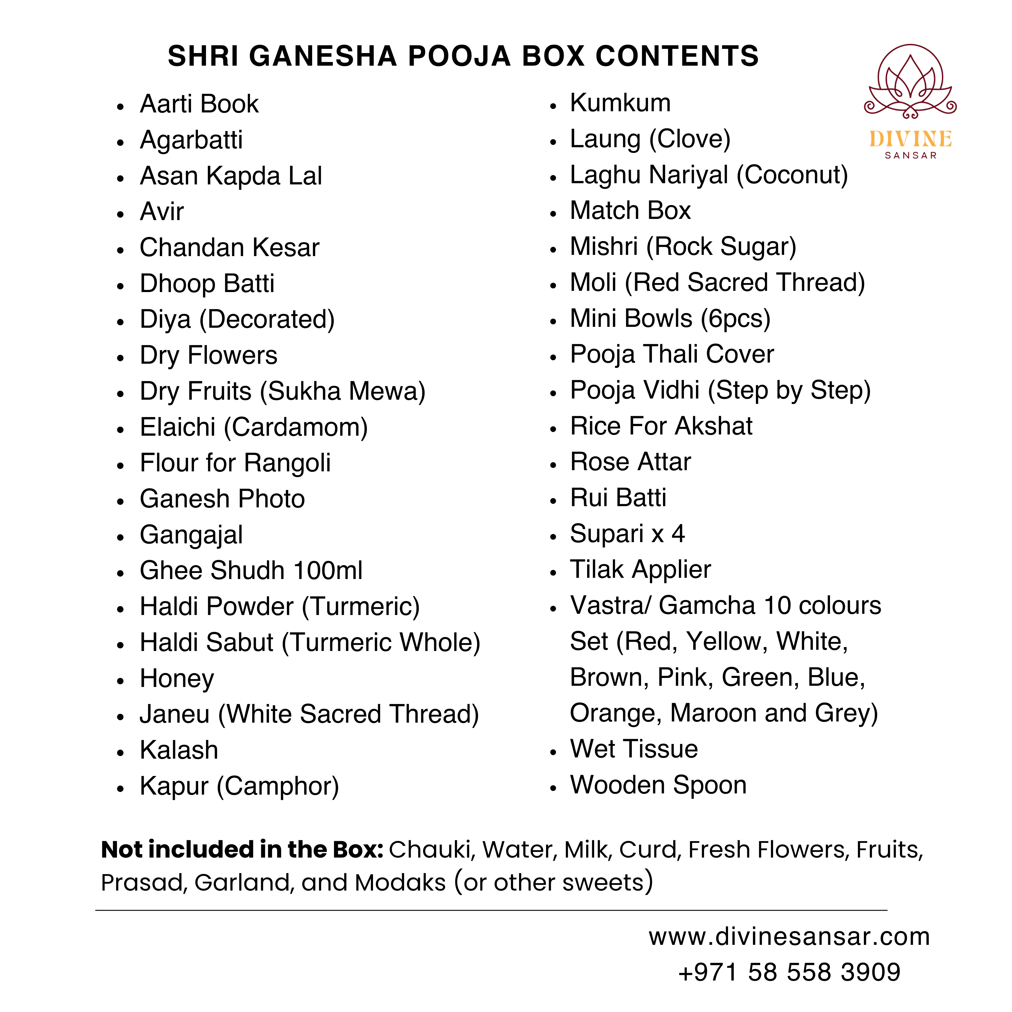 Divine Sansar-SHRI GANESHA POOJA BOX CONTENTS