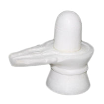 Divine Sansar White Marble Stone Shivling set against a clean, plain white background.