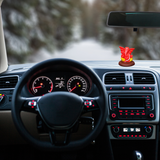 Resin Ganesha Murti Idol Statue Sculpture - 5cm x 5cm Saffron Colour with Brown Platform | Miniature Divine Decor