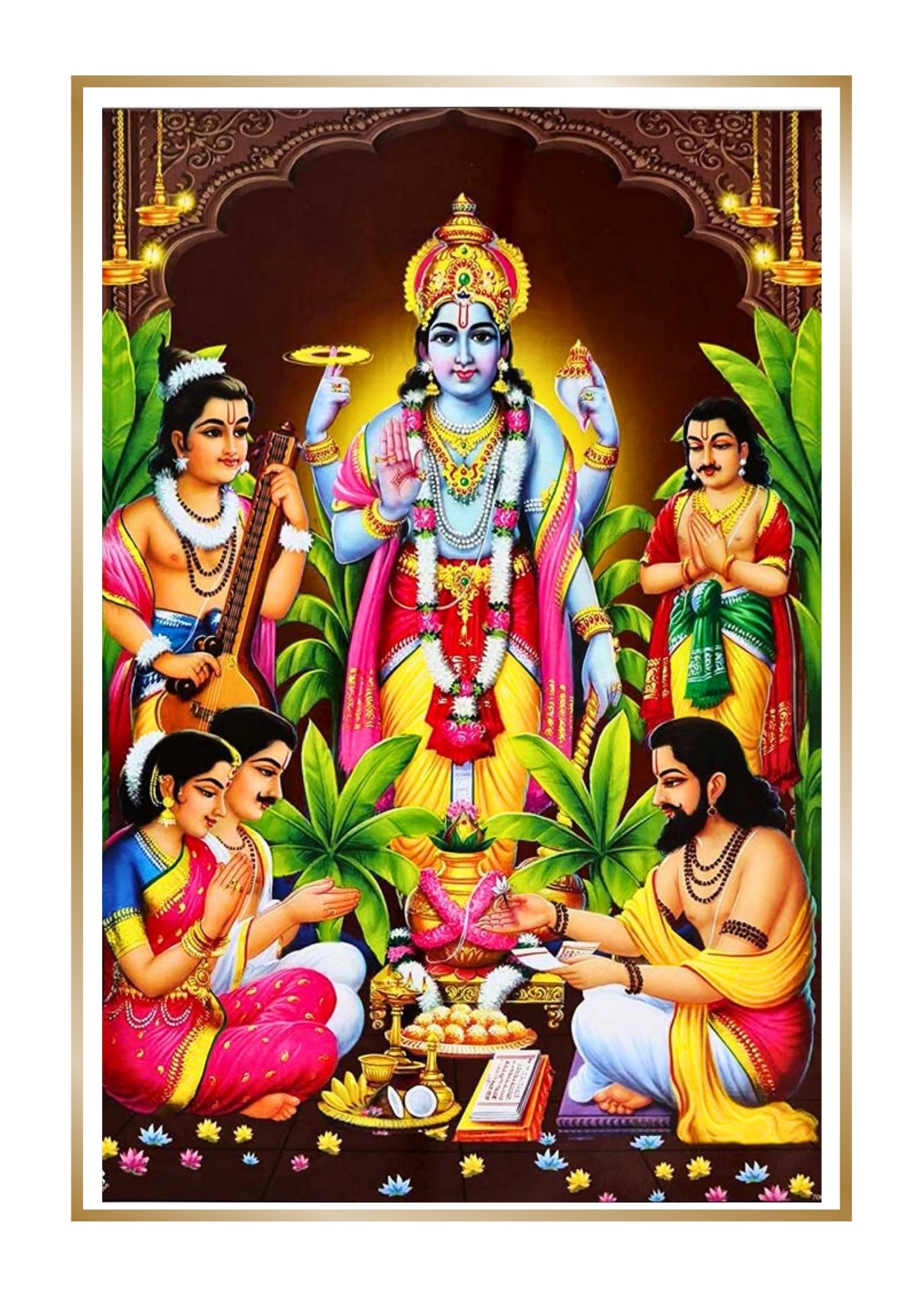 Divine Sansar Satyanarayan Photo Frame for Pooja & Satyanarayan Katha -  complete Vrat Katha pooja set with Lord Satyanarayan frame