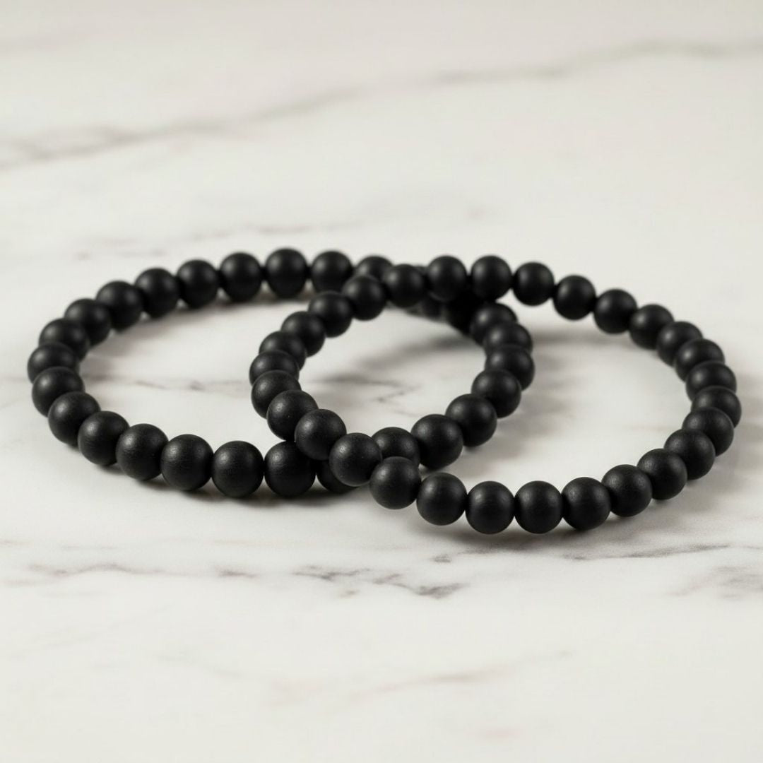 Set of two Karungali black ebony bracelets - Divine Sansar