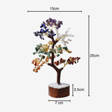 Divine Sansar-Seven Chakra Crystal Tree of Life self-charging with measurements on a white background