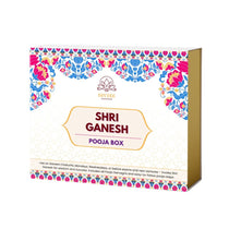 Divine Sansar Shri Ganesh pooja box with floral design on a white background
