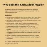 Divine Sansar Shri Icchapurti Kachhua-Text explaining why a Kachua looks fragile and describes the traditional casting process.
