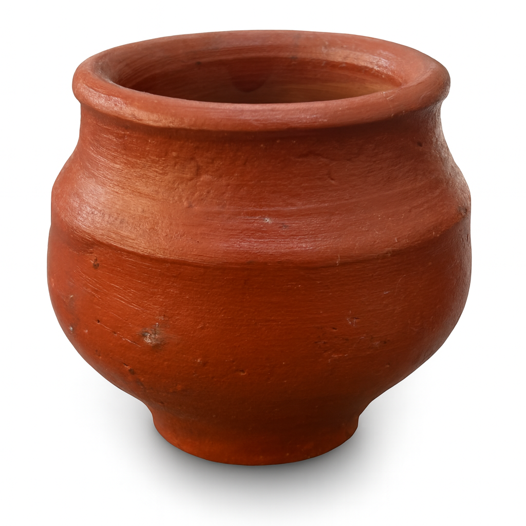 Divine Sansar-Terracotta pot on a white background