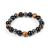 Triple Protection Bracelet — Tiger Eye · Obsidian · Hematite
