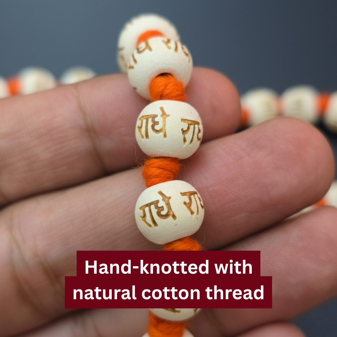 Divine Sansar-Tulsi Japa Mala-Hand-knotted with natural cotton thread