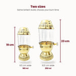 Akhand diya lantern size comparison 19 cm 160ml and 23 cm 250ml - Divine Sansar UAE