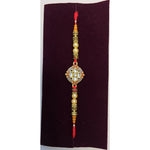 Amber diamond kundan rakhi close up Divine Sansar