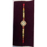 Amber diamond kundan rakhi close up Divine Sansar