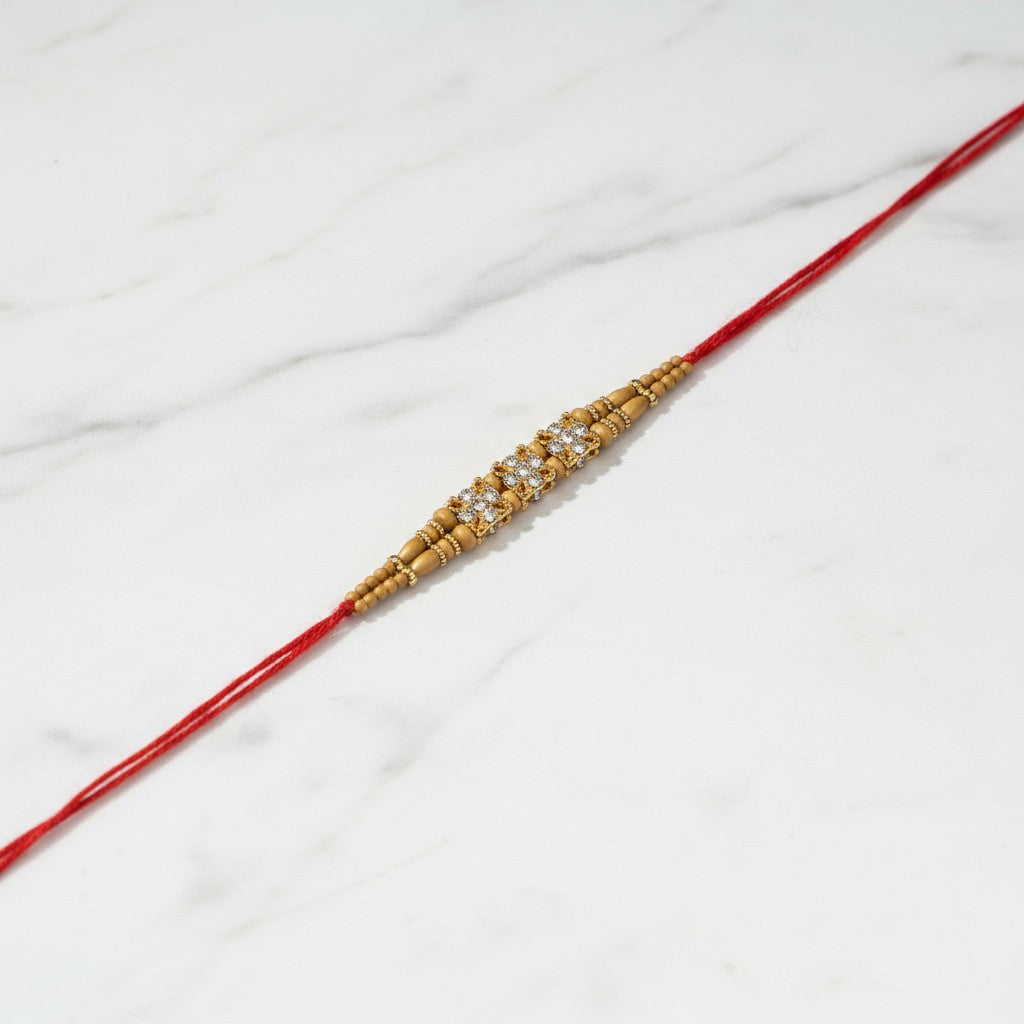Chandan Sri Sandalwood Beads Rakhi on marble - Divine Sansar