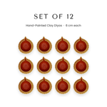 Set of 12 hand-painted 6cm clay diyas for Diwali in UAE - Divine Sansar