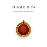 Single hand-painted 6cm clay diya for Diwali in UAE - Divine Sansar