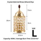 Large Crystal Diya dimensions 18 cm - Divine Sansar