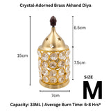 Medium Crystal Diya dimensions 15 cm - Divine Sansar