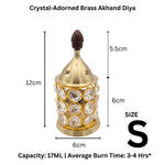 Small Crystal Diya dimensions 12 cm - Divine Sansar