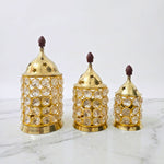 Crystal Diya three sizes Large Medium Small comparison - Divine Sansar