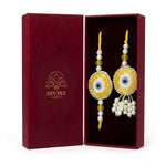 Drishti Jodi Sunehri golden evil eye bhaiya bhabhi rakhi set in Divine Sansar gift box