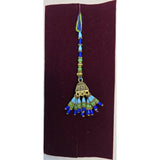Turquoise jhumka lumba close up Divine Sansar