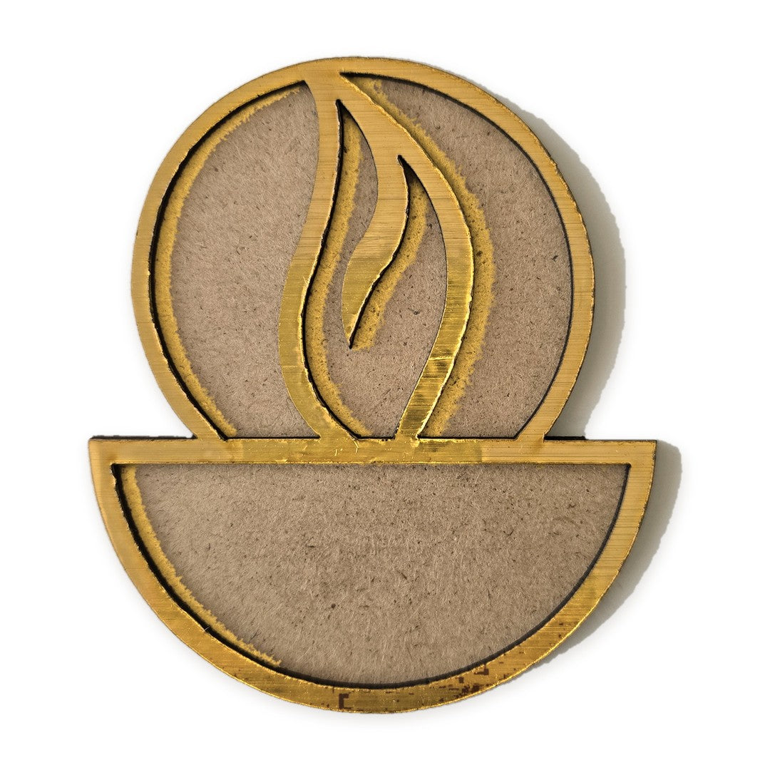 Diya golden MDF rangoli board 4 inch - Divine Sansar
