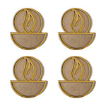 Set of 4 Diya golden MDF rangoli pieces 4 inch - Divine Sansar