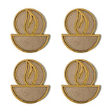 Set of 4 Diya golden MDF rangoli pieces 4 inch - Divine Sansar
